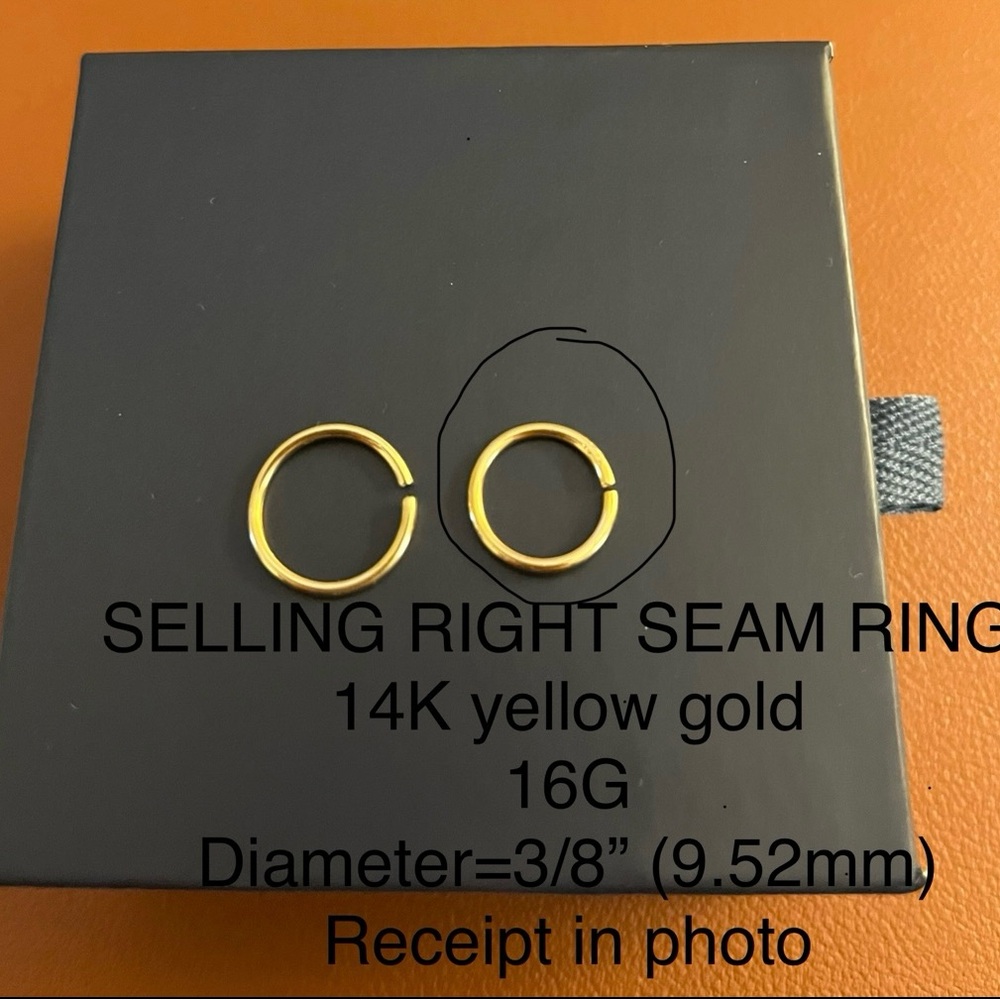 14K Yellow Gold Seam Ring Earrings